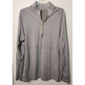 Lululemon Soft Jersey Half Zip Men's Gray‎ Thumbholes Medium Believe in Yourself